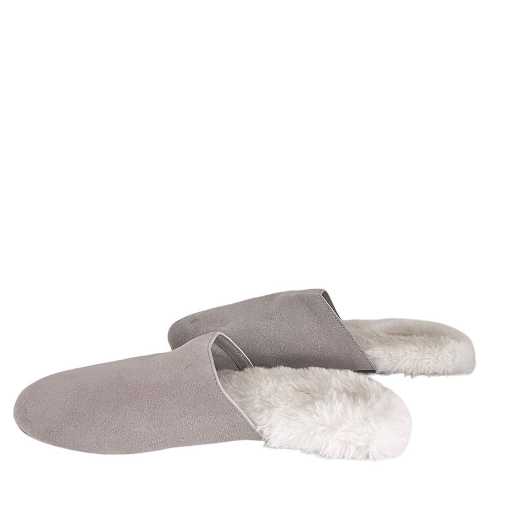 Haven Well Within Gray Suede Faux Fur Slippers Women’s Size 7.5